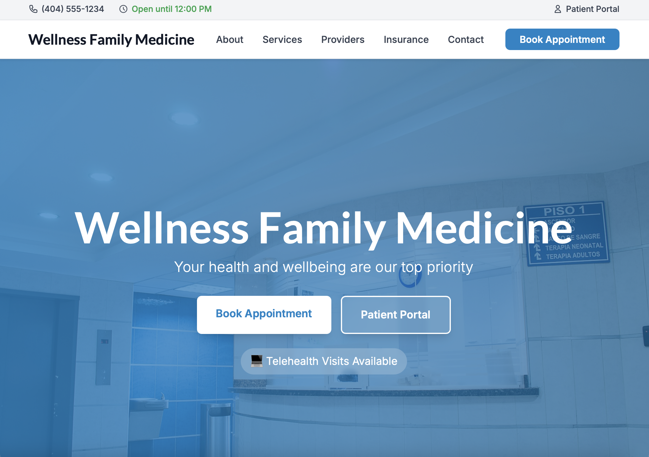 Healthcare website example